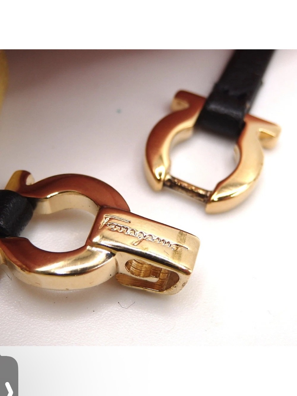 Salvatore Ferragamo UNISEX Double-Strap Bracelet w/ Gold Gancini Like New in Box - Picture 7 of 8